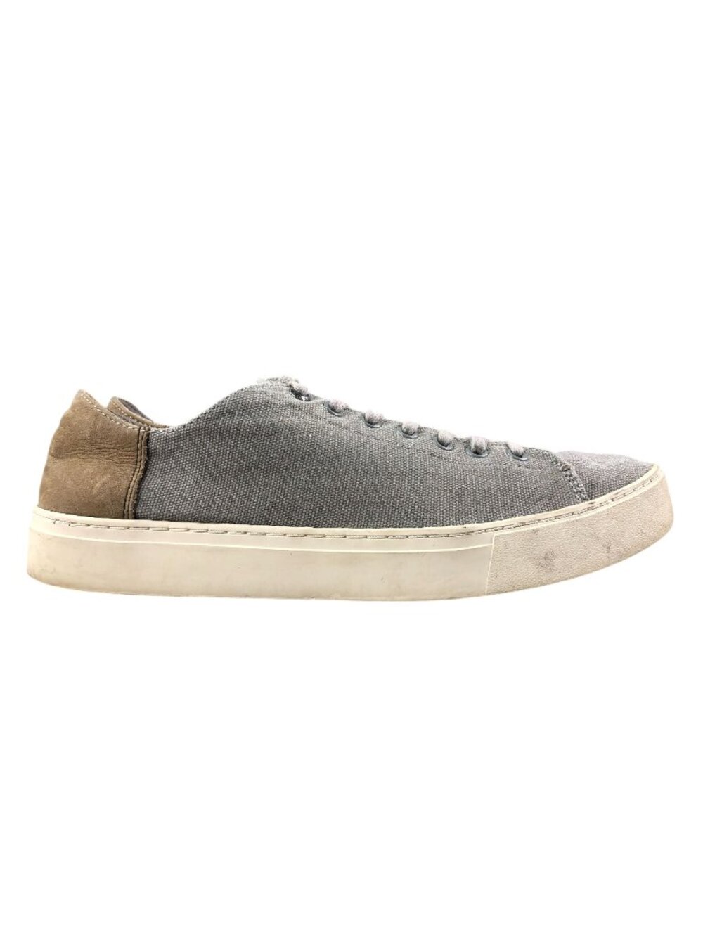 Toms Mens Size 10 Lenox Drizzle Grey Brown Washed Canvas Leather Oxford Sneakers